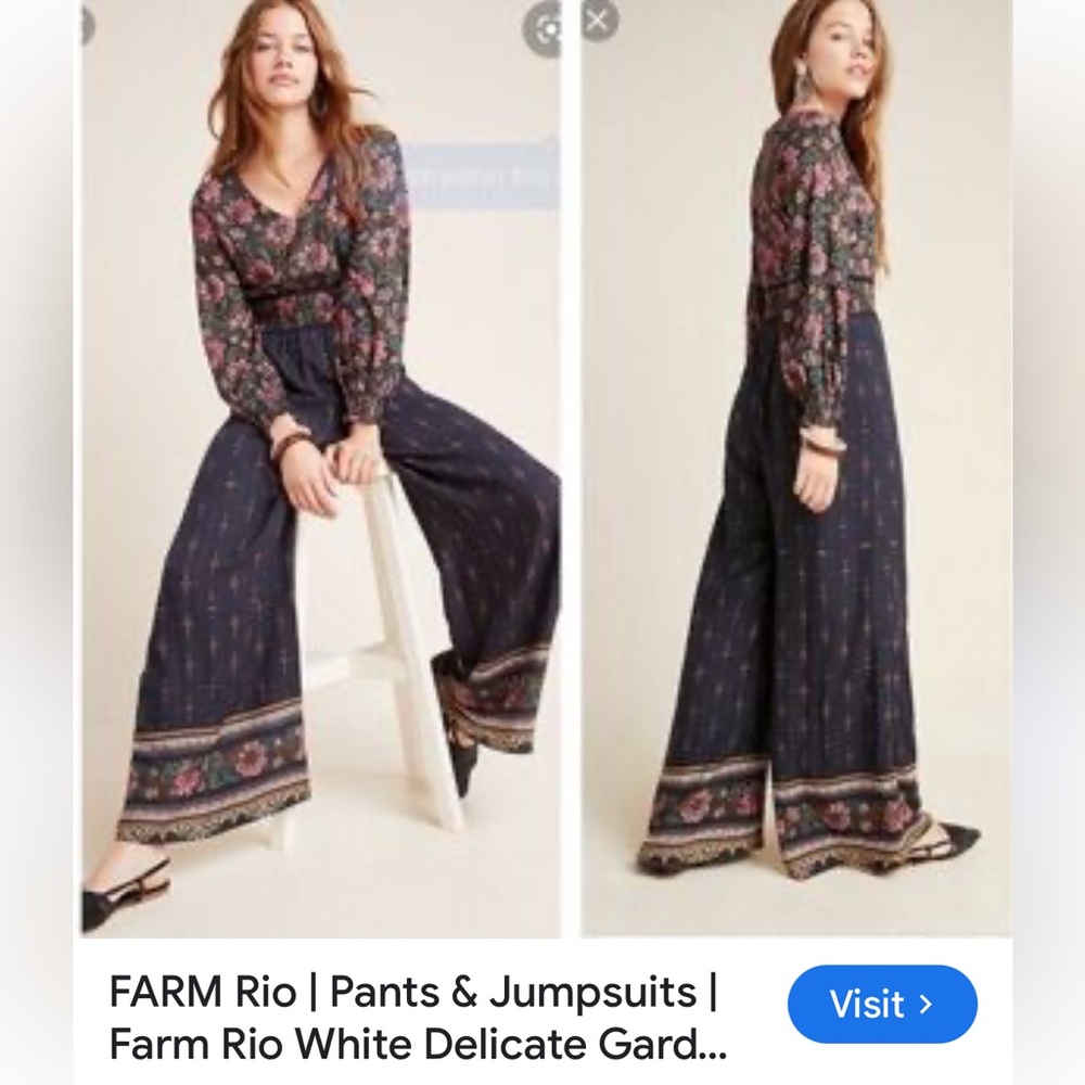 Farm Rio Giuliana Romper Size XS Wide-Leg Pants